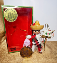 Vintage 80s Sears Roebuck Wooden Ornament Christmas Around The World Mexico - £19.45 GBP