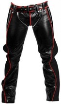 32&quot; Men&#39;s Leather Cowhide Pants Biker Jeans Racing Heavy Duty Trouser Ga... - $56.09