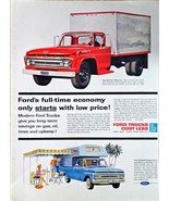 FORD TRUCKS - RED - Full Time Economy - Camping - 1961 Vintage Print Ad - $16.65