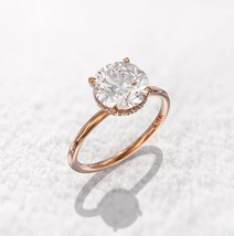 2 carat engagement ring 8mm round cut diamond hidden halo Silver 1.5mm thin band - £78.84 GBP