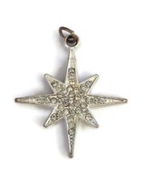 Vintage Star Charm Silver Tone Studded Rhinestone Accent Pendant - £19.28 GBP
