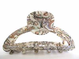 Rounded gray abalone sea shell effect hair claw clamp clip fine thin hair - £6.89 GBP