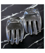 VINTAGE Clear Salad Serving Hands Claws Tongs Tossers Mixers Utensils - $22.99