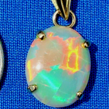 Vintage Australian Opal Harlequin Patern Pendant Exciting 14k Deco Medallion - $2,613.23 CAD