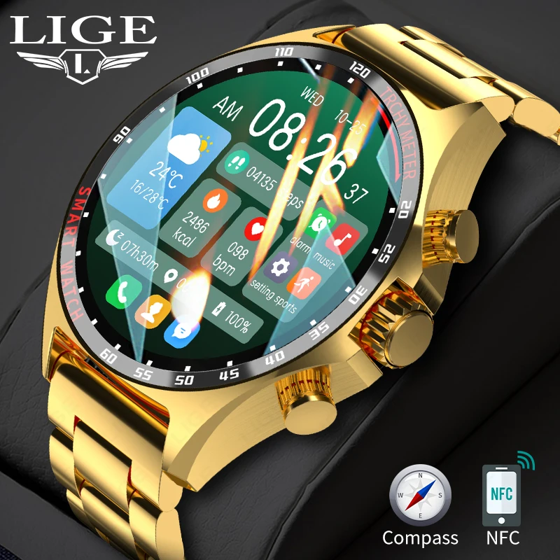 LIGE 2023 Men Digital Watches Bluetooth Call Smartwatch Smart Watch for HUAWEI - £48.79 GBP+