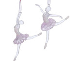 KURT ADLER SET OF 2 CLEAR &amp; PINK FROSTED ACRYLIC BALLERINA CHRISTMAS ORN... - $14.88