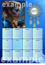 Beautiful 2024 calendar. Girl with a blue bird. Desk calendar printable PDF Digi - £1.45 GBP