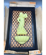 Vtg Beco Framed Wall Fountain Planter With Yellow Figurine Black Lattice - $487.98 MXN