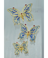 Set 3  Blue butterfly's with magnet hand made by Keren Kopal &amp; Austrian ... - $40.50