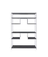 Vonara Bookshelf, Rustic Gray Oak &amp; Chrome Finish - $705.90 CAD