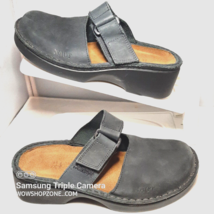 NAOT Israel Blue Leather Clogs Mules Slides Mary Jane Shoes Womens Sz 37/ 6.5 US - £59.85 GBP