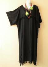 KD11 Black Kimono Plus Size Caftan Kaftan Tunic Hippy Dress - 2X, 3X, 4X... - £23.95 GBP
