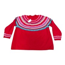 Croft &amp; Barrow Plus 4X Red Fair Isle Sweater Pullover Long Sleeve Cotton... - $37.39