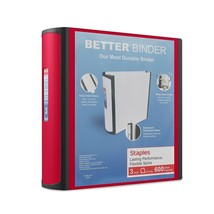Staples Better 3-Inch D 3-Ring View Binder Red (18367) 807717 - £19.54 GBP