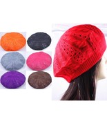 1 PIECE WOMEN BEANIE CROCHET BERET CAP HAT SELECT ONE FROM 11 COLORS - $5.41 CAD