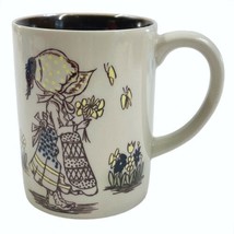 Vintage Holly Hobbie Coffee Mug Cup Ceramic Tan Brown Rim 3.75&quot; x 3&quot; - $7.83