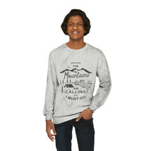 Unisex Color Blast Crewneck Sweatshirt, Pigment Dyed Fleece, Mountains Are Calli - $73.13+