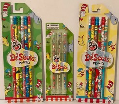 DR. SEUSS Theme #2 Pencils 6 Pack or 3 Pack of Colored Gel Pens - Trick or Treat - £2.33 GBP