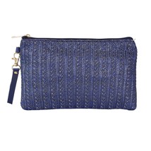 Straw Wristlets Clutch Navy Blue - $301.58 MXN