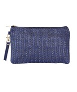 Straw Wristlets Clutch Navy Blue - $294.01 MXN
