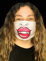 Face Mask Washable Reusable Cartoon Sexy Vampire Smile Colorfull Light Fabric - £8.16 GBP