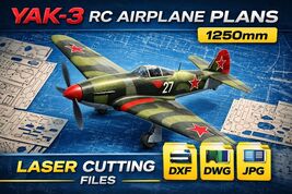 airplane plans rc Yak 3-1250mm for laser cutting dxf dwg cdr jpg files c... - $15.28