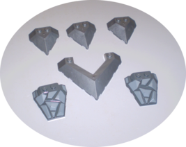 6 Used LEGO Flat Silver &amp; Dark Stone Wedge 4x4 - 6x8 Pointed Fractured Polygon - $9.95