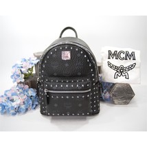 MCM Black Studded Viisetos Leather Backpack Book Bag NWT - £786.03 GBP