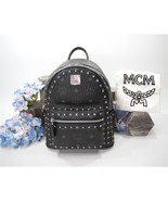 MCM Black Studded Viisetos Leather Backpack Book Bag NWT - £787.01 GBP