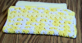 Handmade Dishrag,  Crochet Dishcloth, Washcloth, Facecloth, Yellow, White - £7.83 GBP