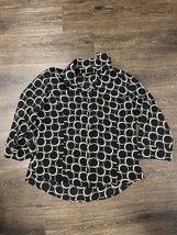 Serenade Sheer Black Circled Pattern 3/4 Sleeve Blouse Size Large - $9.14