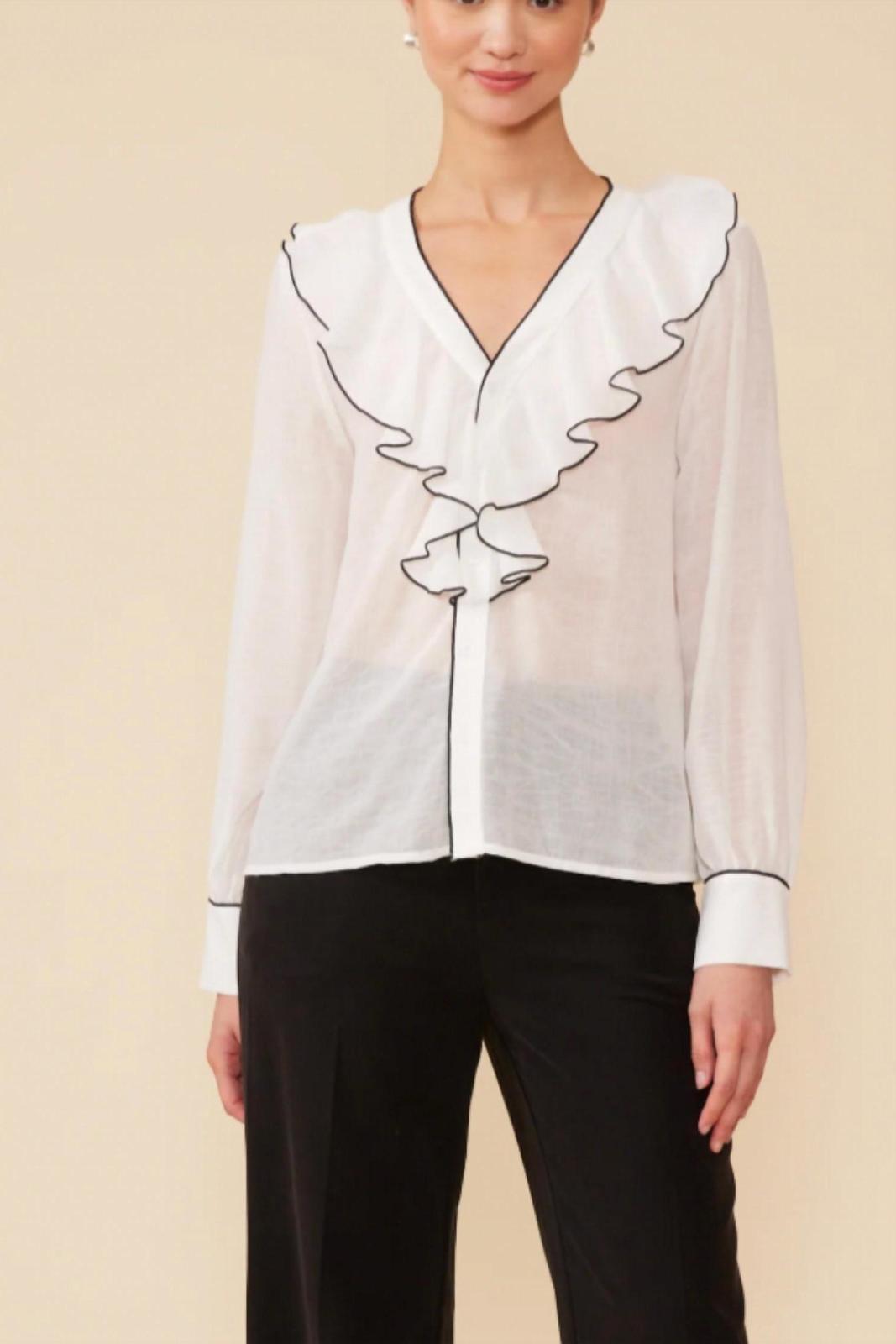 Lucy Paris Rita Ruffle Top White/black - $51.00