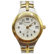 Fossil F2 Watch Women Silver Gold Dual Tone Date Stainless New Battery - £15.31 GBP