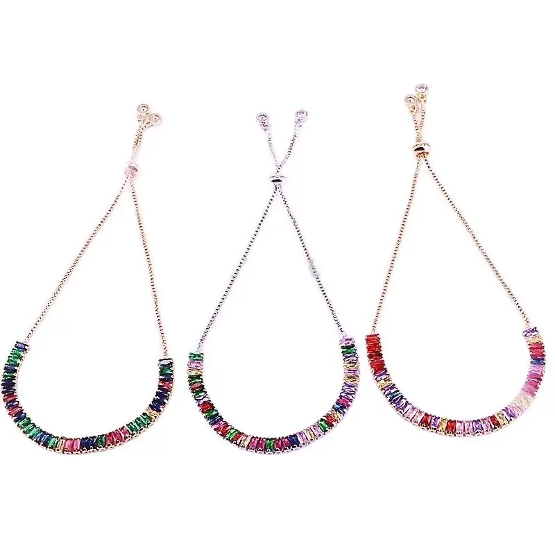 8Pcs Popular Mix Color Micro Pave Colorful CZ Tennis Chain Bracelet For Girls or - £45.69 GBP