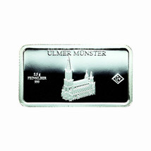 Germany Silver Ingot Bar Proof 2.5g Landmarks Ulm Minster Church 03853 - $31.49