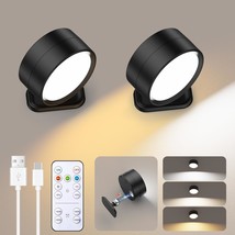 Led Magnetic Wall Sconce Lights, 2 Pack Usb Rechargeable Wall Mounted Lights Wit - £29.33 GBP