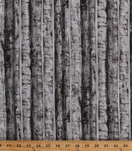 Cotton Birch Trees Nature Silver Metallic Landscape Fabric Print BTY D659.20 - £9.55 GBP