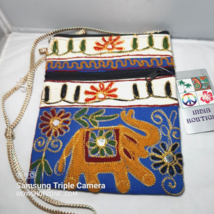 Lucky Elephant Indian Boho crossbody handbag braided strap embroidery Mi... - £27.42 GBP