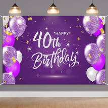 Happy 40Th Birthday Banner Backdrop 6X4Ft - 40 Years Old Birthday Decorations Pa - £18.43 GBP