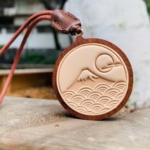 Handmade Japan Fuji Mountain Car Mirror Charm Wood Hanging Decor Fuji Tr... - $50.49 CAD