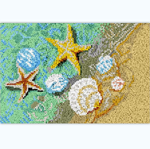 Seaside Beach Sea Shells Starfish Latch Hook Kits Rug Printed Canvas Handmade Ca - £24.40 GBP