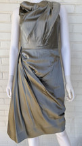 Byron Lars Beauty Mark Dress Grey Taupe Draped Gathered Silk Size 6 NEW - $159.59