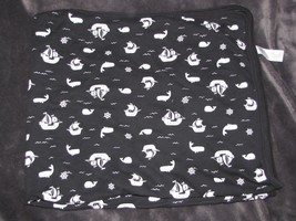 Carters Pirate Ship Sea Ocean Whale Black White Baby Blanket Cotton Swaddling - £25.29 GBP