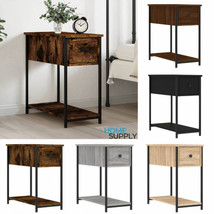Industrial Wooden Bedside Table Cabinet Nightstand Side End Sofa Table Unit - £44.53 GBP+