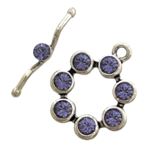 Tanzanite Purple Crystal Toggle Clasp Set Round Bead Findings Connector 20x24mm - £3.73 GBP