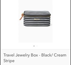 STELLA &amp; DOT Travel Jewelry Makeup Box Black Clean Stripe Organizer - $22.00