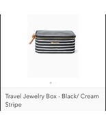 STELLA &amp; DOT Travel Jewelry Makeup Box Black Clean Stripe Organizer - $30.18 CAD