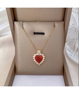 18K Gold Plated Love Heart Pendant Necklace for Women - £9.25 GBP