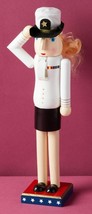 Wooden Christmas Nutcracker, 14&quot;, Female Navy Soldier In Uniform Gives Salute,Hg - $34.64