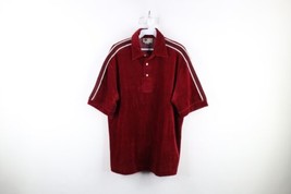 Vtg 60s 70s Streetwear Mens Large Striped Velvet Velour Collared Polo Shirt USA - £79.08 GBP